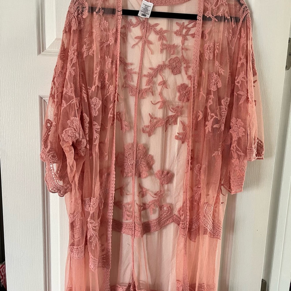 Blush pink shawl cover up